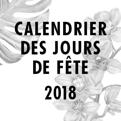 Calendrier des jours spéciaux en 2018